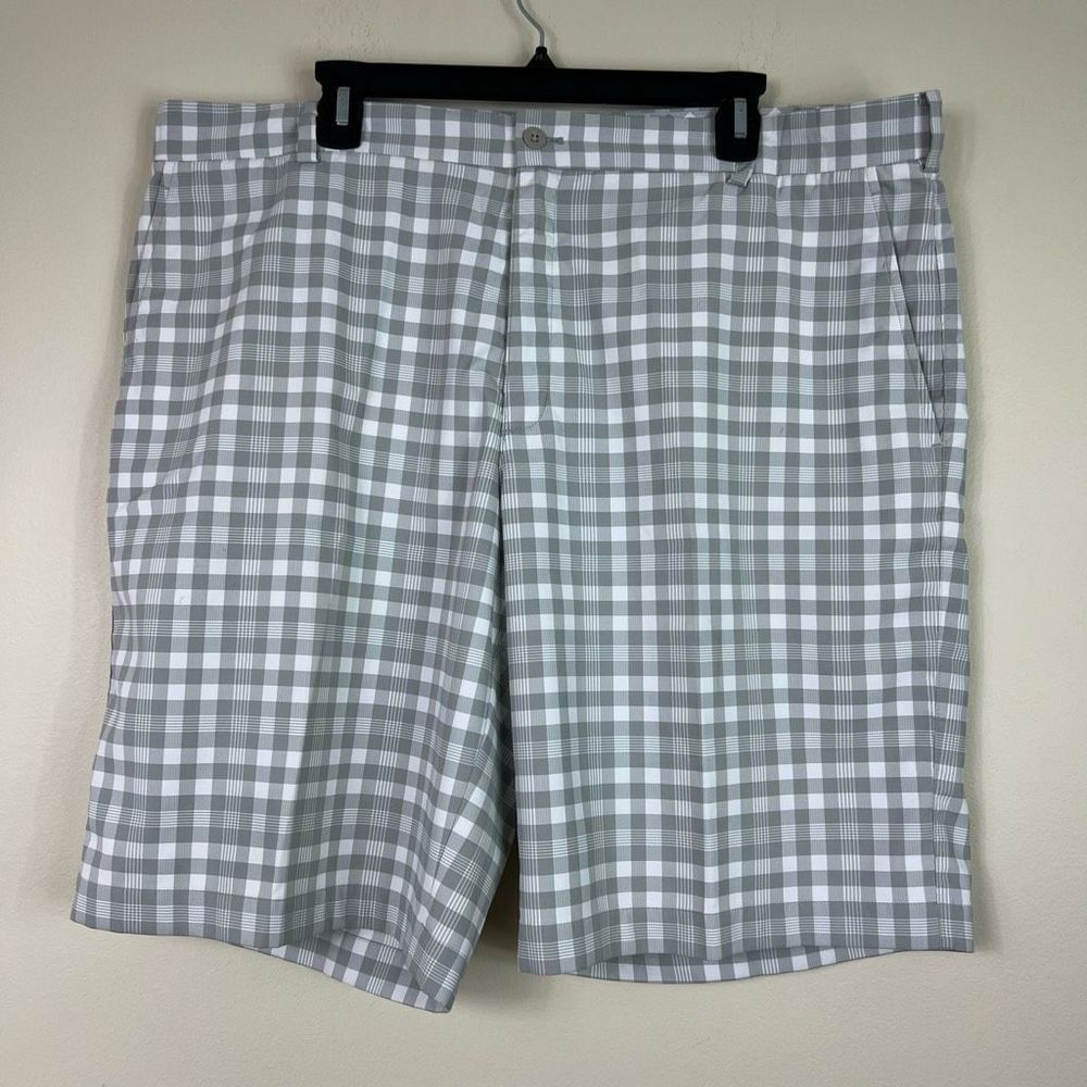 Nike Golf Dri-Fit Plaid Gray White Golf Shorts Mens Size 40 Waist 11” Inseam
